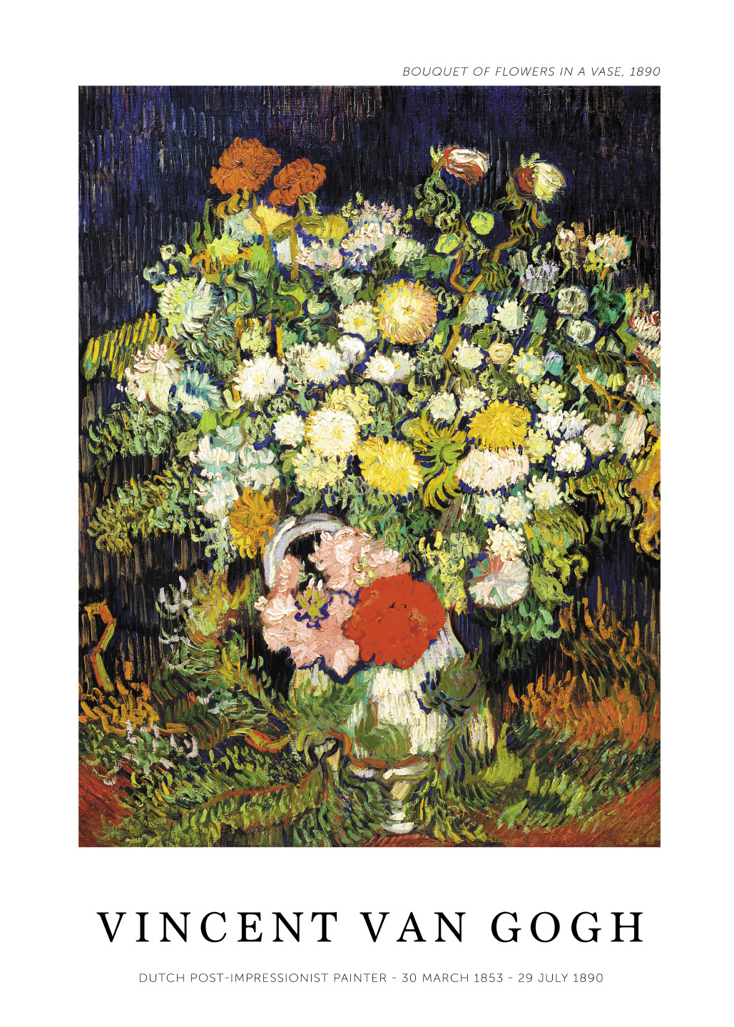 Bouquet Of Flowers In Vase Af Plakatwerket