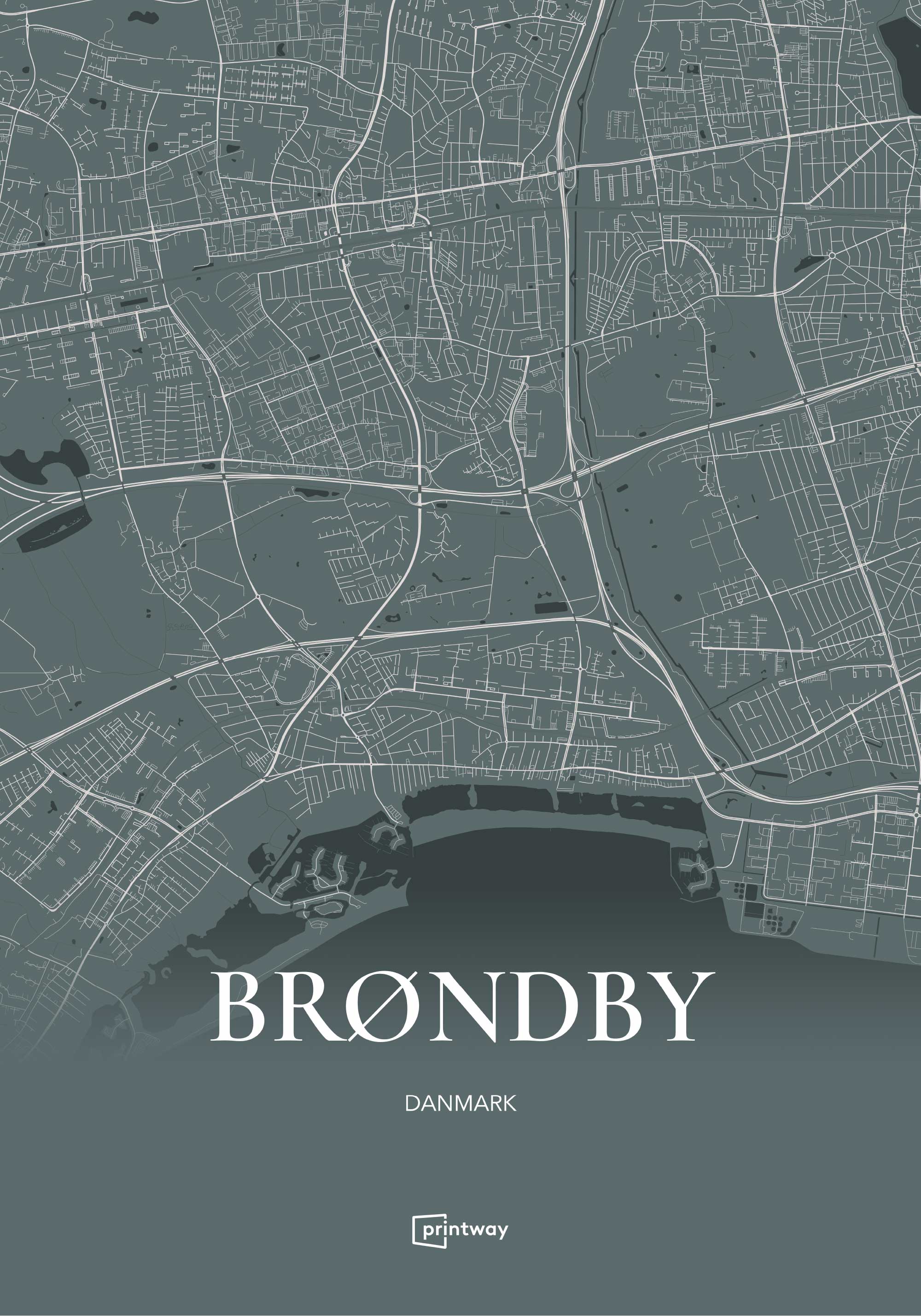 Brøndby Plakaten Fuldt Kort Skovgrøn 70 100 Cm  B1