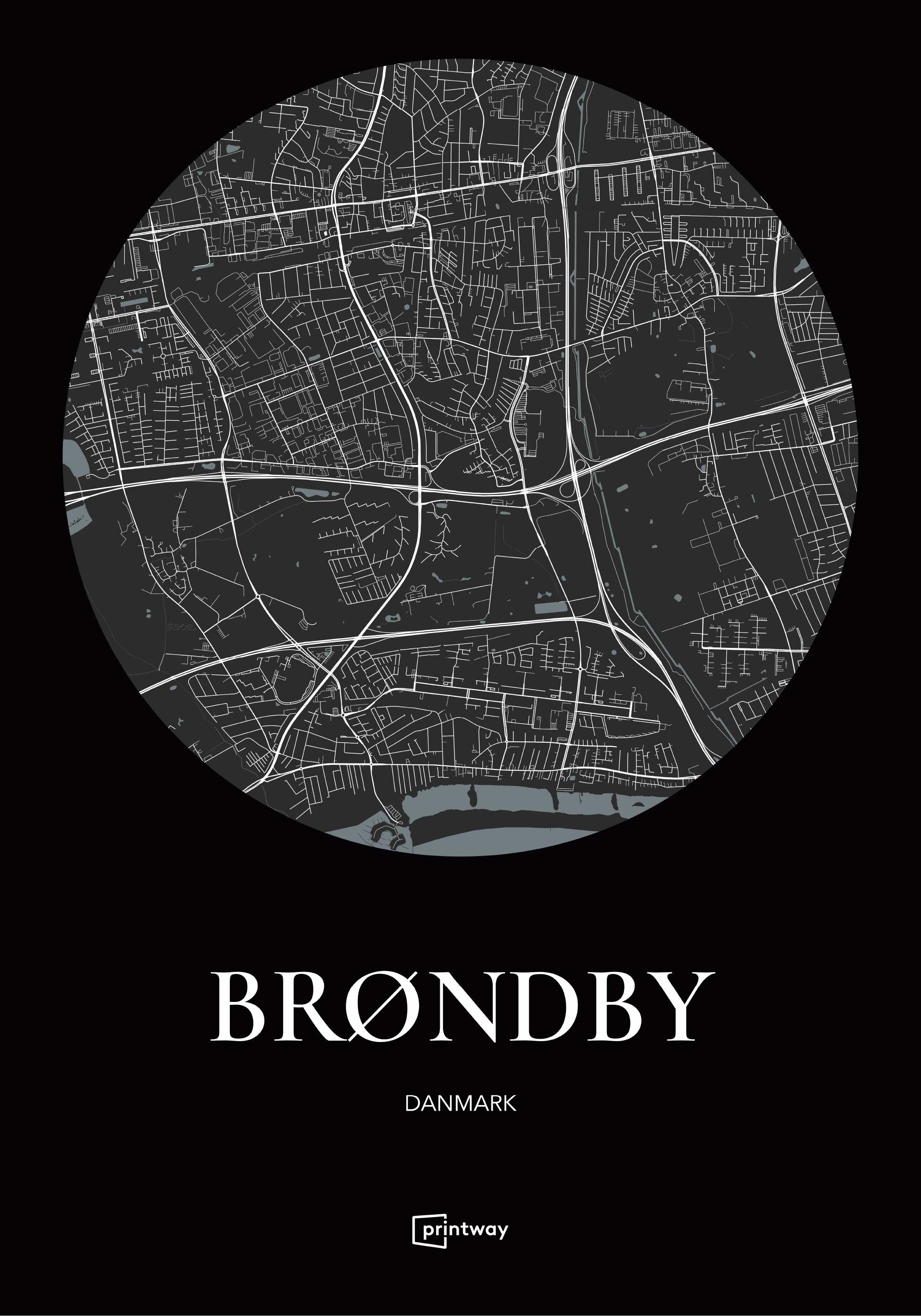 Brøndby Plakaten Rundt Kort Sort 70 100 Cm  B1