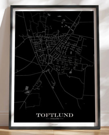 Byplakat Med Byen Toftlund Sort Baggrund