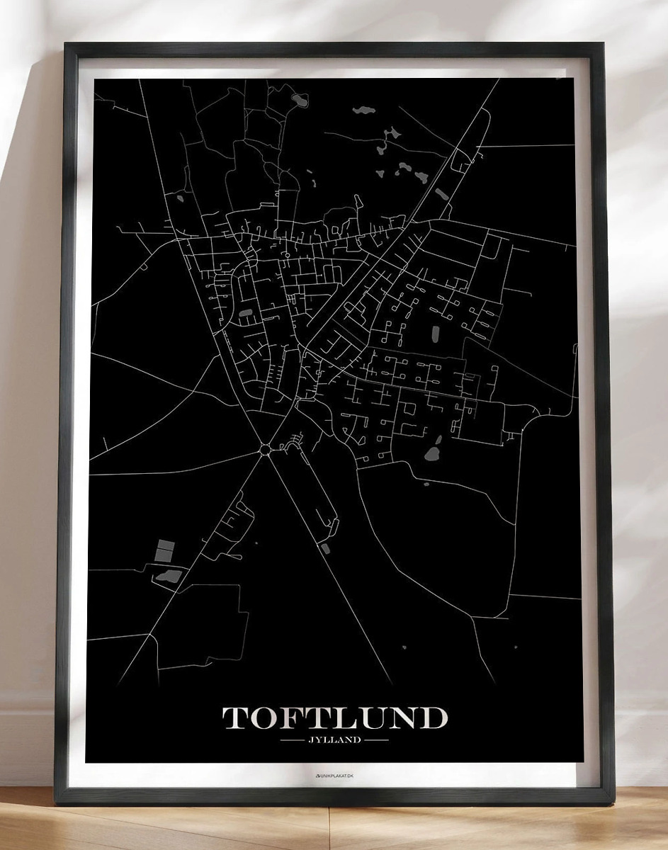 Byplakat Med Byen Toftlund Sort Baggrund