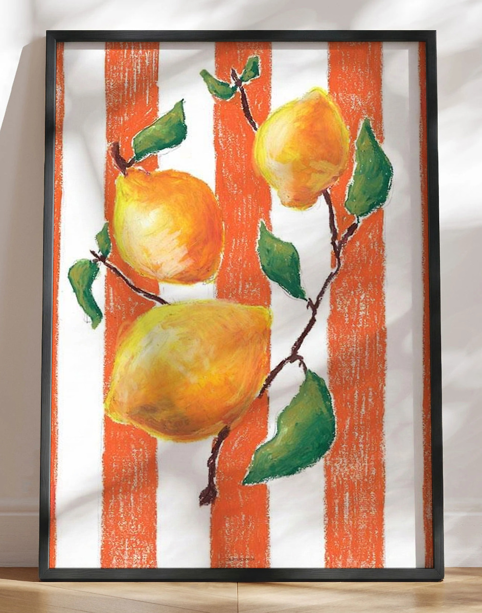 Citroner Tegning Med Oliepasteller