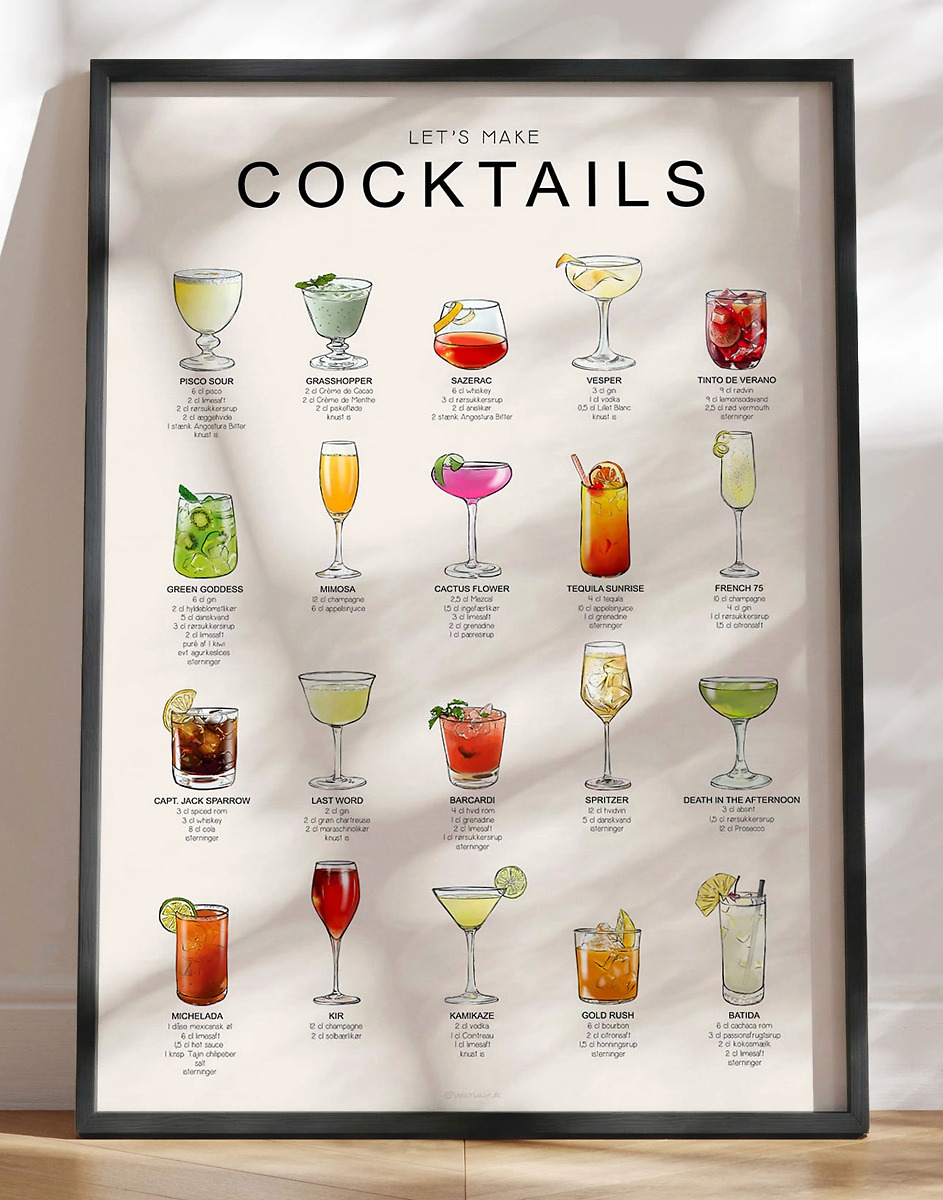 Cocktails Med Opskrifter Plakaten Med Drinks Til Din Næste Fest