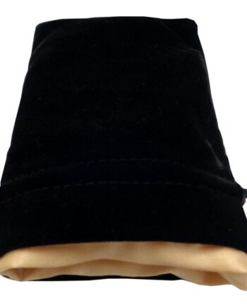 Dice Bag Fanroll: Velvet Black With Gold Satin Small  Terningepose   Gamer Pouch