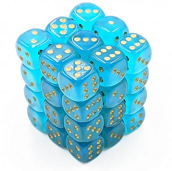 Dice Terninges 195 166   36 Stk    Sidet  D6  Borealis Polyhedral Luminary  Glow-in-the-dark : Teal With Gold