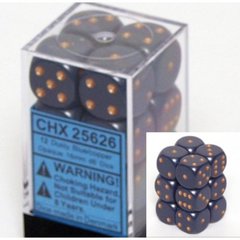 Dice Terninges 195 166   12 Stk    Sidet  D6  Opaque Dusty Blue   Copper