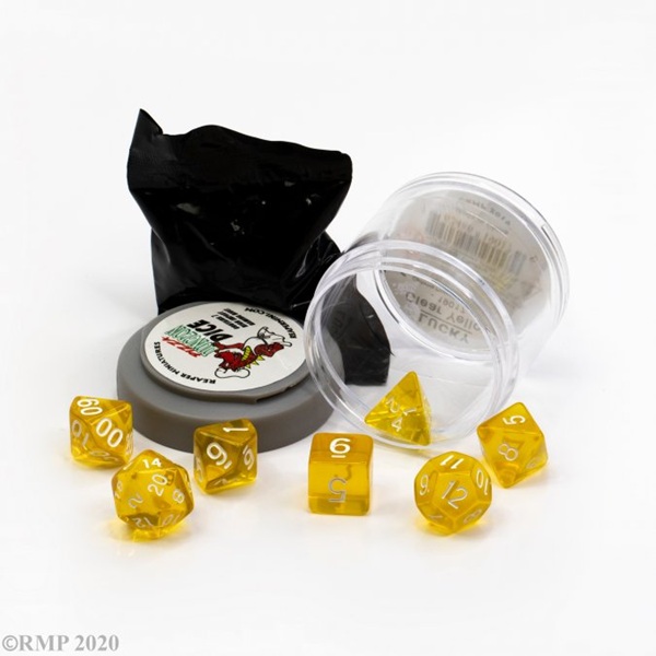 Dice Terninges 195 166 Terninger Reaper Miniatures Pizza Dungeon Dice: Clear Yellow Inkl Figur