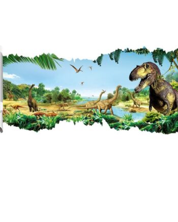 Dinosaurus Wallsticker  Revet Hul   Væggen  90x50cm