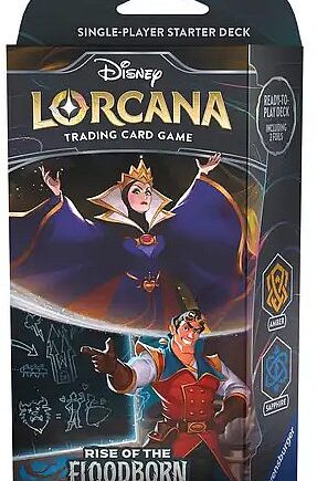 Disney Lorcana Tcg: Set 02 Rise Of The Floodborn Starter Deck: Amber Sapphire  The Queen   Gaston
