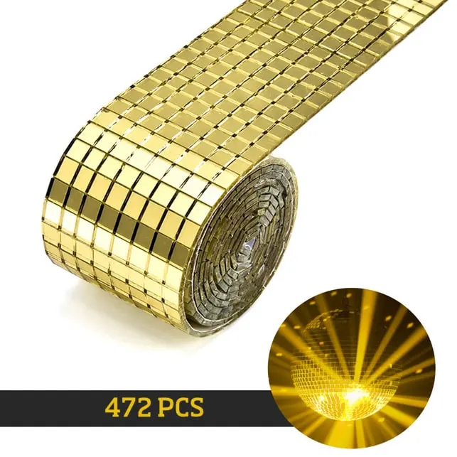 Diy Spejlvæg  Selvklæbende Mini-mosaikfliser   ægte Glas  Mål: 4x30cm  Gold