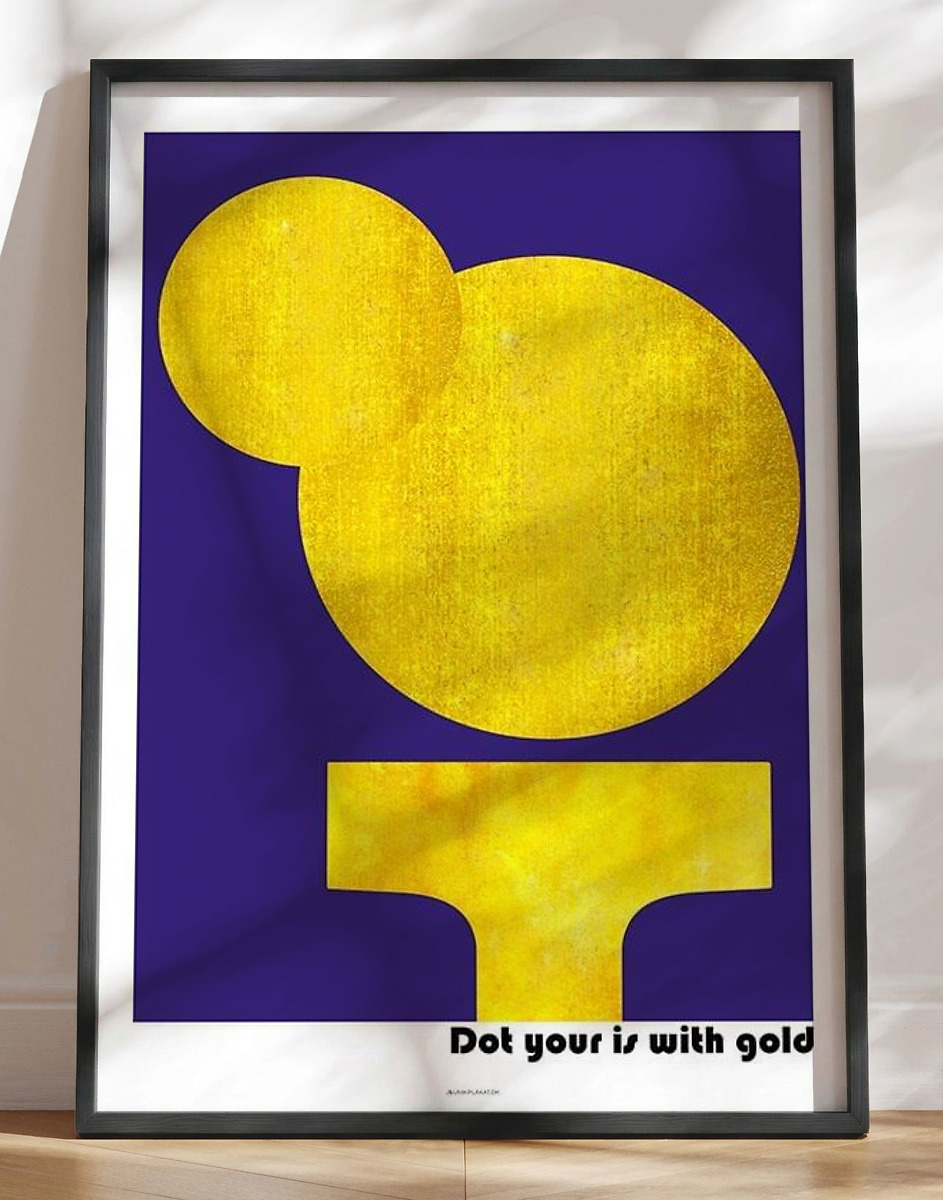 Dot Your Is With Gold Kunstplakat Med Grafisk Guldeffekt