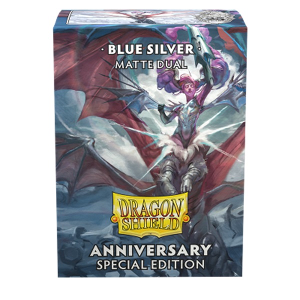 Dragon Shield Deck Protectors Matte Dual: Cobalt Silver Blue Silver Anniversary Special Edition 100 Lommer Dragonshield Sleeves At-15064