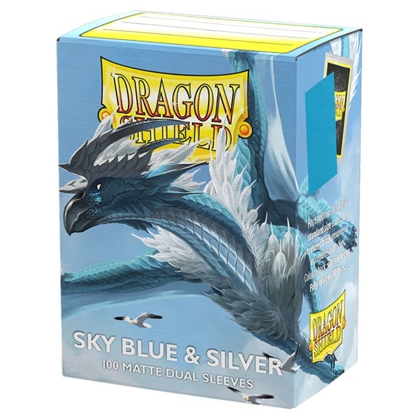 Dragon Shield Deck Protectors Matte Dual Sleeves: Sky Blue Silver 100 Lommer Dragonshield Sleeves At-15074