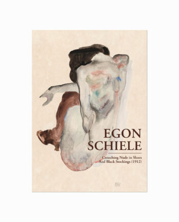 Egon Schiele  Crouching Nude In Shoes And Black Stockings