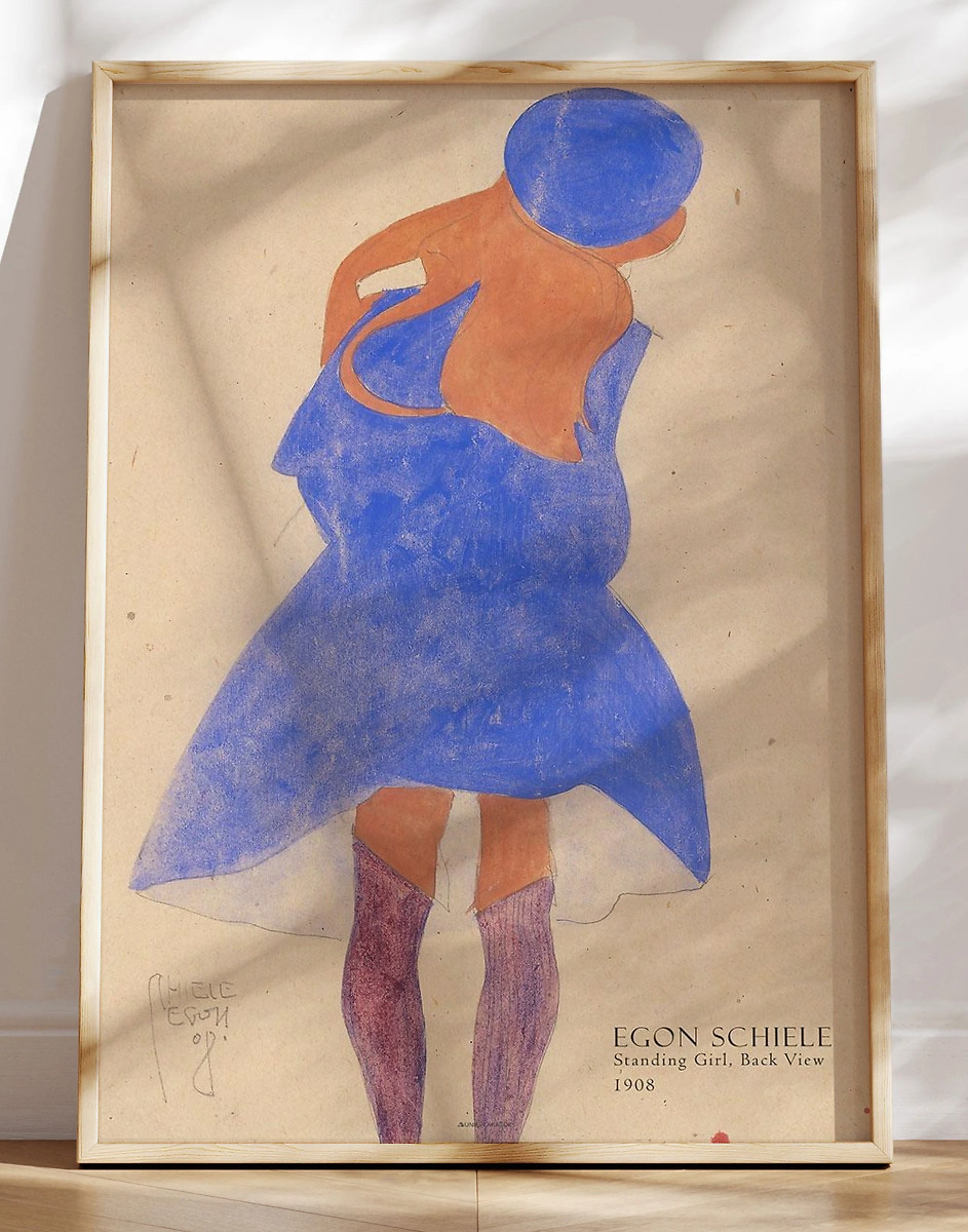 Egon Schiele Standing Girl  Back View