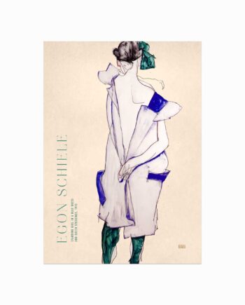 Egon Schiele  Standing Girl In   Blue Dress And Green Stockings