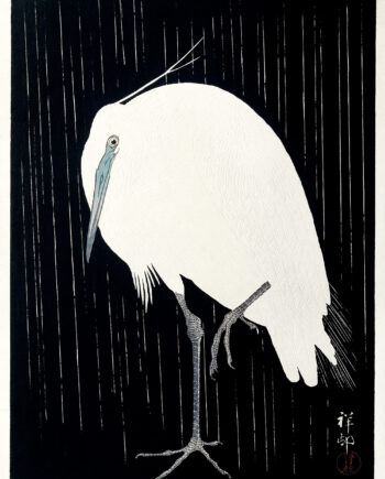 Egret In The Rain Af Plakatwerket