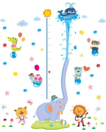 Elefant Springvand  Målebånds Wallsticker  Fra 60-180cm