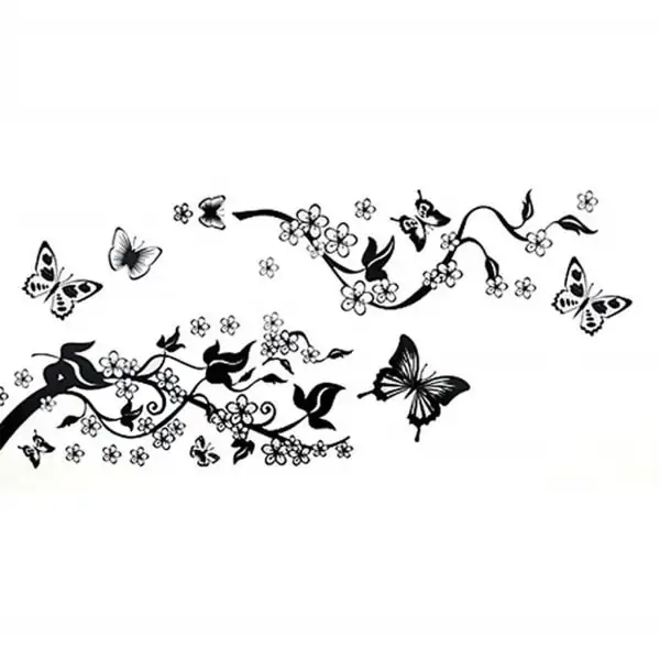 Elegant Wallsticker Med Sommerfugle Ved Et Træ  70x50cm