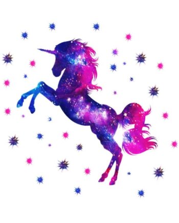 Enhjørning Wallsticker  Stejlende Enhjørning   Lilla Nuancer