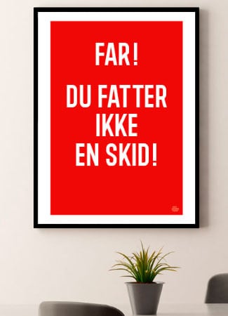 Fatter Ikke En Skid-plakat 21   29    A4  Kr  199 -