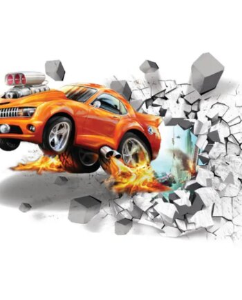 Fed Racerbil Wallsticker  Hul   Væggen  70x50cm