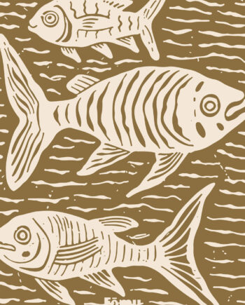 Fishes Lino   Af Få Mu Illustrations