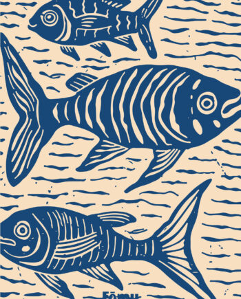 Fishes Lino   Af Få Mu Illustrations