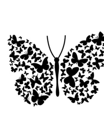 Flot Stor Sommerfugl Wallsticker Med Mange Små Sommerfugle  Sort