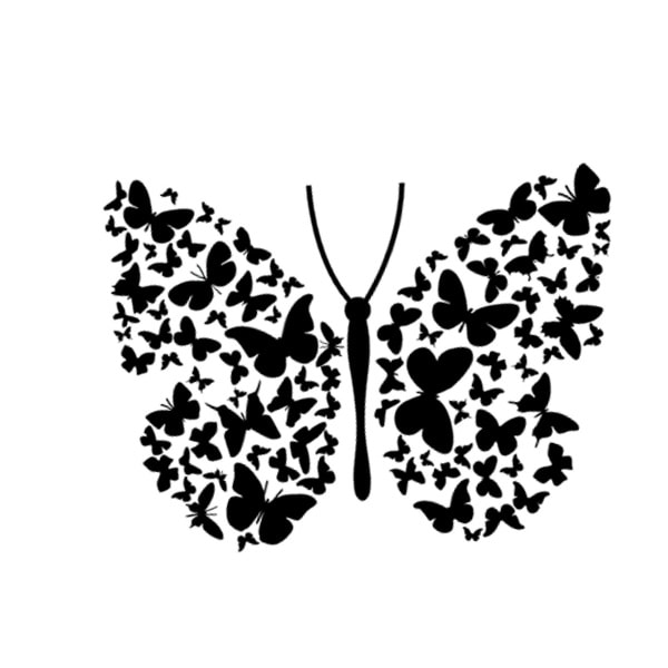 Flot Stor Sommerfugl Wallsticker Med Mange Små Sommerfugle  Sort