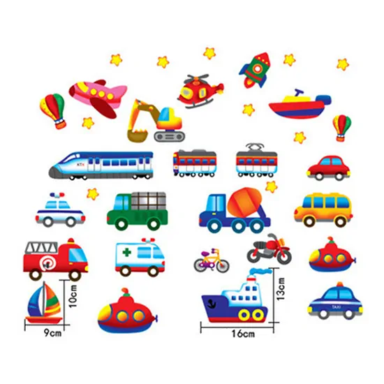 Flot Wallsticker Med Alverdens Transportmidler  Nr