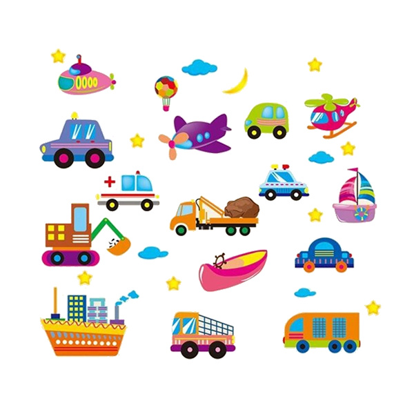 Flot Wallsticker Med Alverdens Transportmidler  Nr