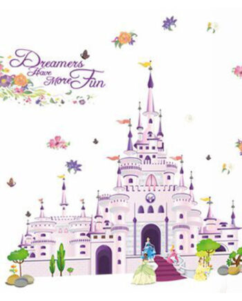 Flot Wallsticker Med Et Stort Prinsesseslot  100x85cm