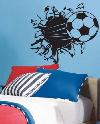 Fodbold Flyver Ud Af Væggen Wallsticker