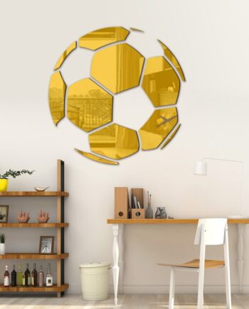Fodbold Spejl  Selvklæbende Akryl Spejl Klistermærker  3d Design  Gold  23cm