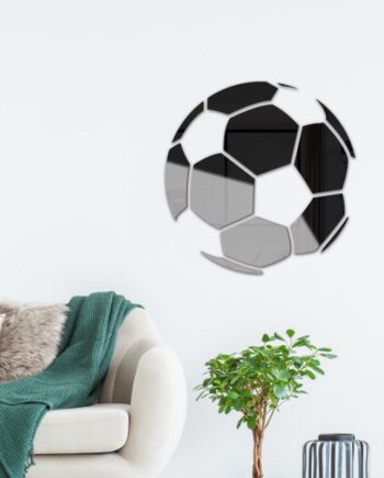 Fodbold Spejl  Selvklæbende Akryl Spejl Klistermærker  3d Design  Sort  30cm