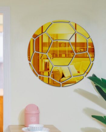 Fodbold Spejl  Selvklæbende Akryl Spejl Klistermærker  Klassisk Design  Gold  23cm