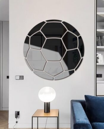 Fodbold Spejl  Selvklæbende Akryl Spejl Klistermærker  Klassisk Design  Sort  23cm