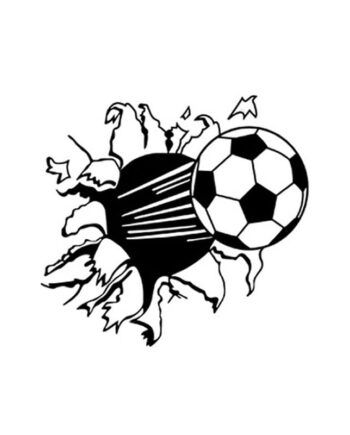Fodbold Wallsticker  Fodbold Der Flyver Igennem Væggen  48x45cm
