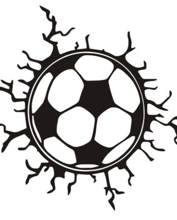 Fodbold Wallsticker  Fodbold Der Sidder Fast   Væggen  40x40cm