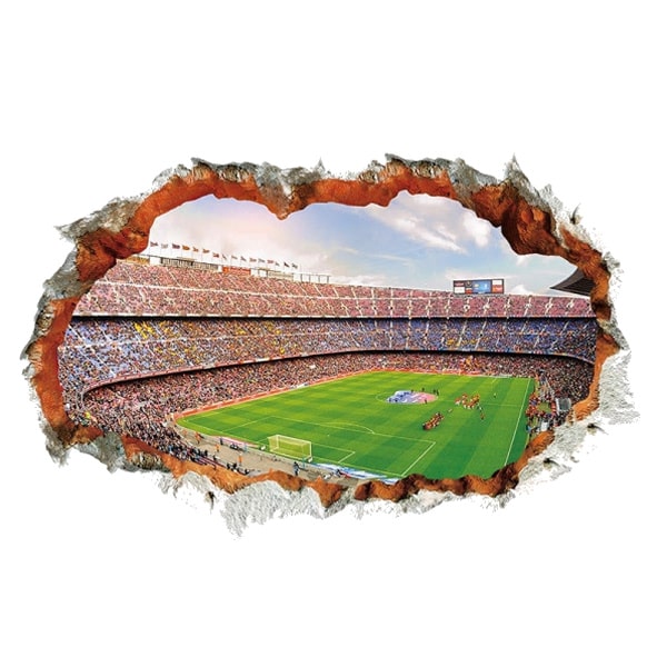 Fodboldstadion Wallsticker  Hul   Væggen 3d Effekt  90x60cm