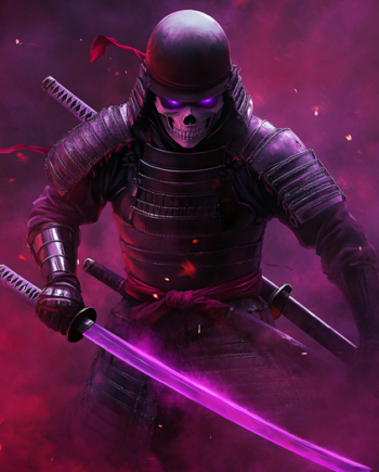 Gamer Plakat 433 Dødningesamurai   Neonlilla