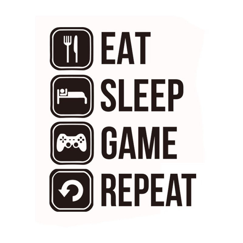 Gamer Wallsticker  Eat  Sleep  Game  Repeat  73x58cm