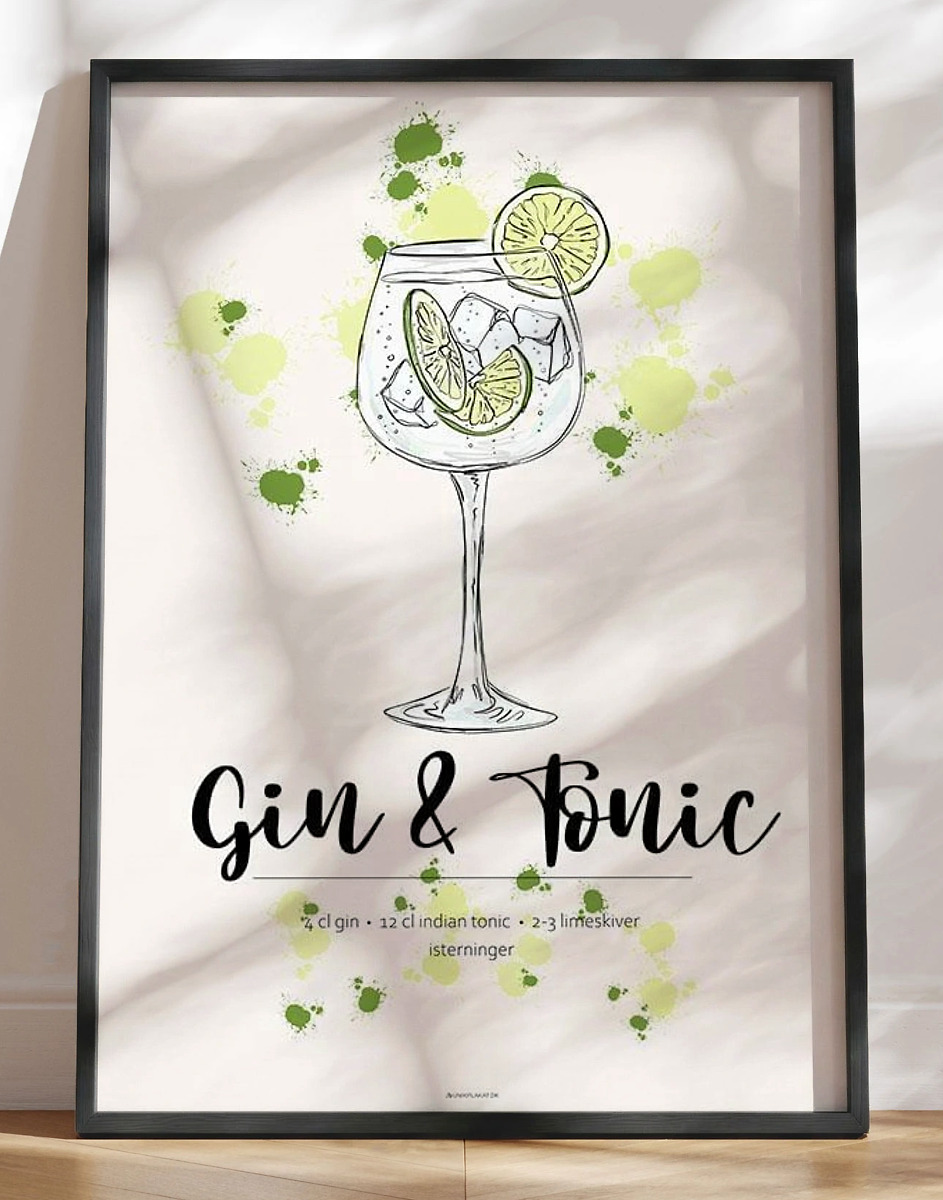 Gin   Tonic Opskrift Plakat