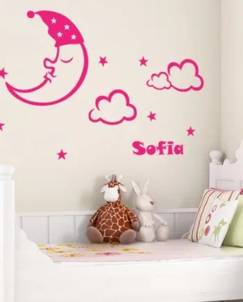 Godnat Måne  Stjerner   Eget Navn Wallsticker