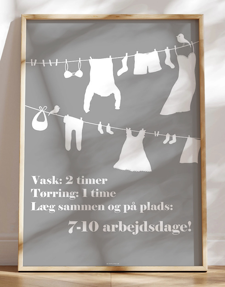 Grå Vaskeplakat Med Vasketøj
