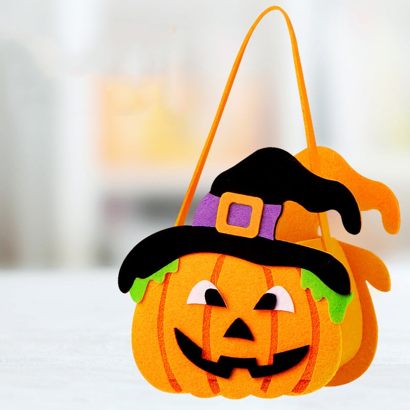 Græskarspand   Filt  Perfekt Slikspand Til Trick Or Treat  Ngd-32