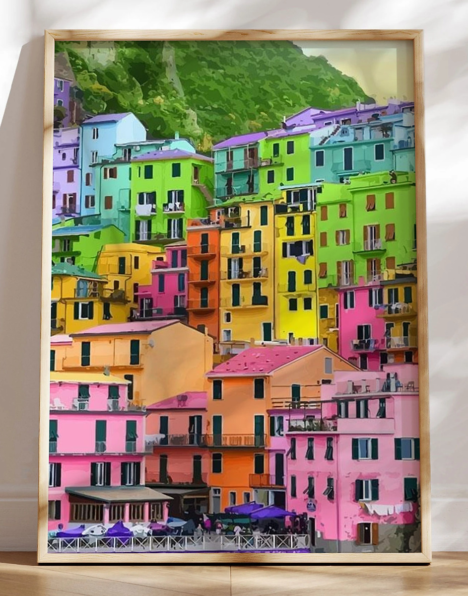 Grafisk Plakat Farvede Huse