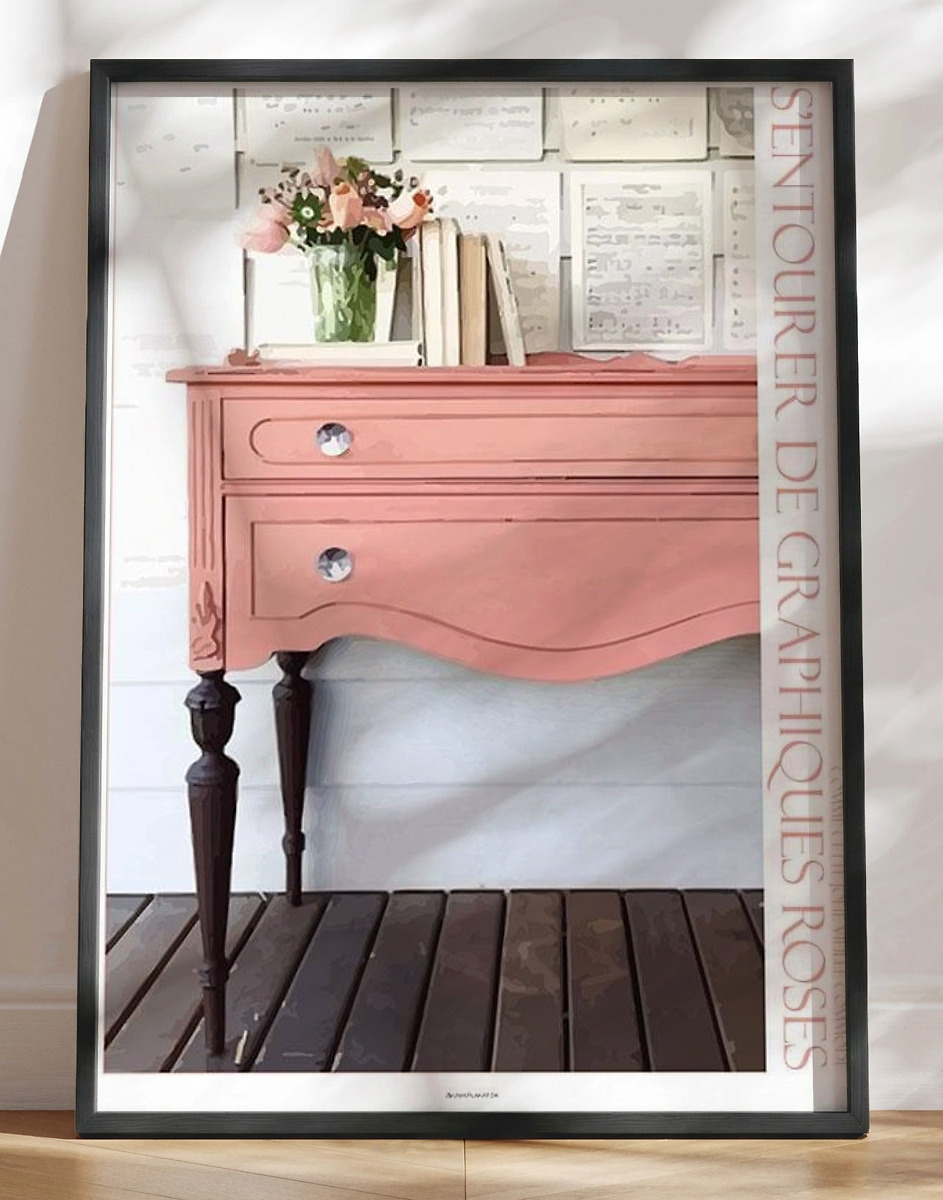 Grafisk Plakat Pink Kommode