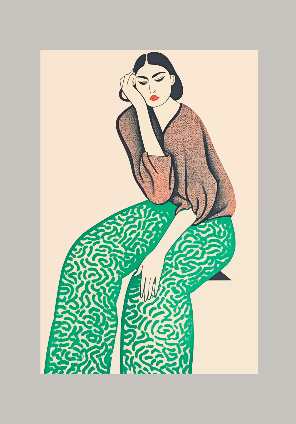 Green Woman Af Få Mu Illustrations